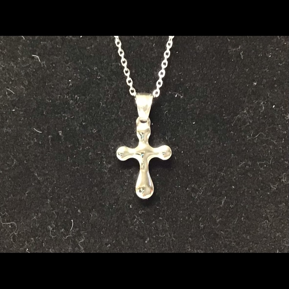 Stainless Steel Bubble Cross Necklace - Picture 3 of 5